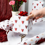 Wedding Wrapping Paper, Valentine'S Heart Wrapping Paper, Red Foil Heart Design Girl Birthday Gift Wrap Present Paper For Valentine’S Day, Anniversary, Bridal Shower (17 Inch X 33 Feet)