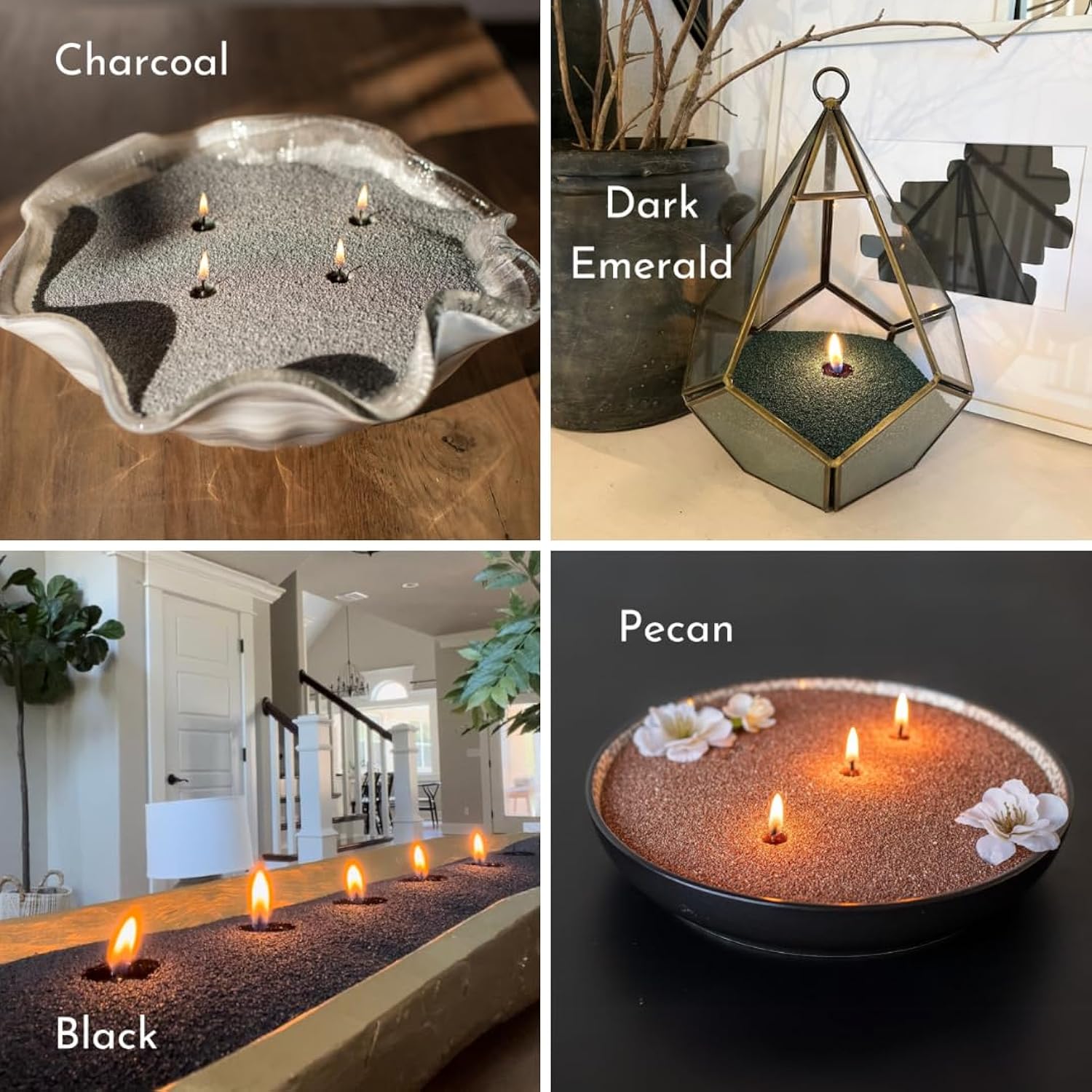 Foton Pearled Candle Colored 18 Oz - Charcoal Unscented Non Toxic Luxury Long Lasting Powder Wax Sand Candles up to 120 Hours - Refillable Pearl Candle Sand with 30 Wicks for Candles Making