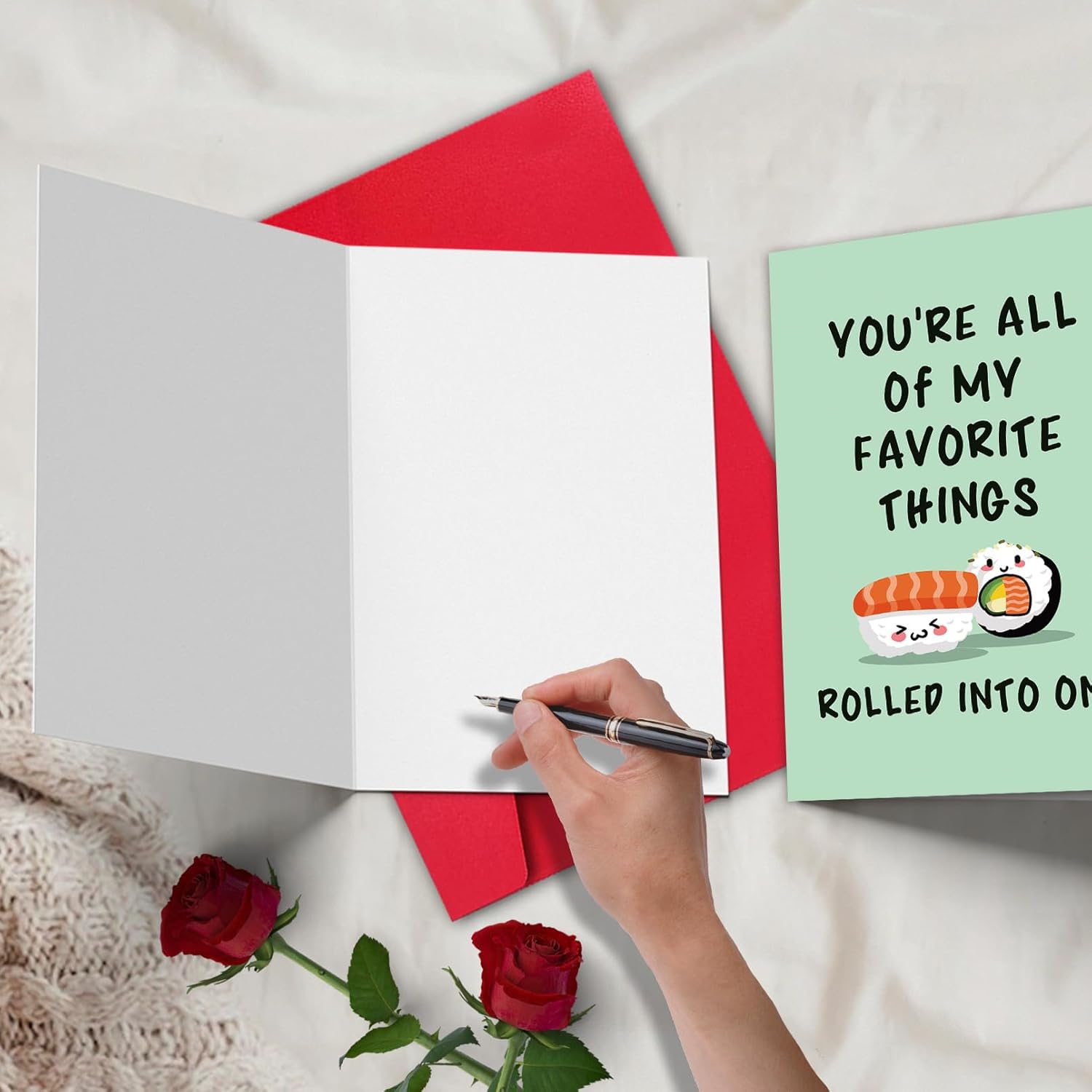 Funny Sushi Valentine'S Day Card For Husband Wife,Cute Valentine'S Day Cards For Men Women,Sweet Valentines Day Card Gift For Boyfriend Girlfriend,Envelope Included.