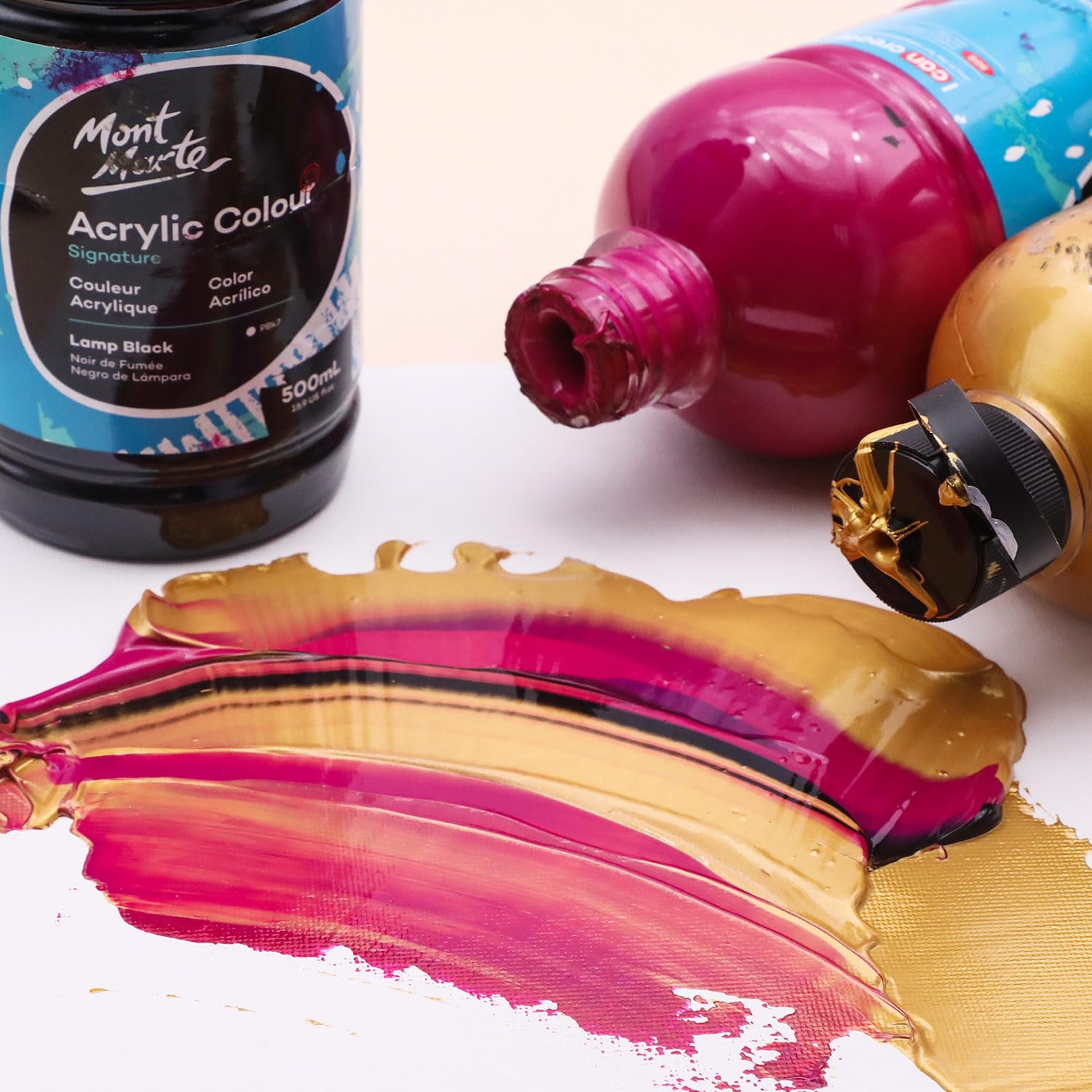 Signature Acrylic Color Paint Set, 12 X 16.9Oz (500Ml), Semi-Matte Finish, 12 Vibrant Colors, Suitable For Canvas, Wood, Fabric, Leather, Cardboard, Paper, Mdf And Crafts