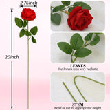12Pcs Red Roses Artificial Flowers, Fake Velvet Silk Roses With Stems In Bulk, Faux Roses For Anniversary Valentine'S Day Birthday Gifts Wedding Bridal Bouquets Centerpiece Party Home Decor(12, Red)