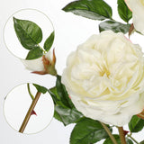 Real Touch Artificial Roses (Set Of 6) – 23.6" Long Stem White And Burgundy Garden Roses – Lifelike Faux Silk Flowers For Wedding Bouquets, Home Décor, Centerpieces