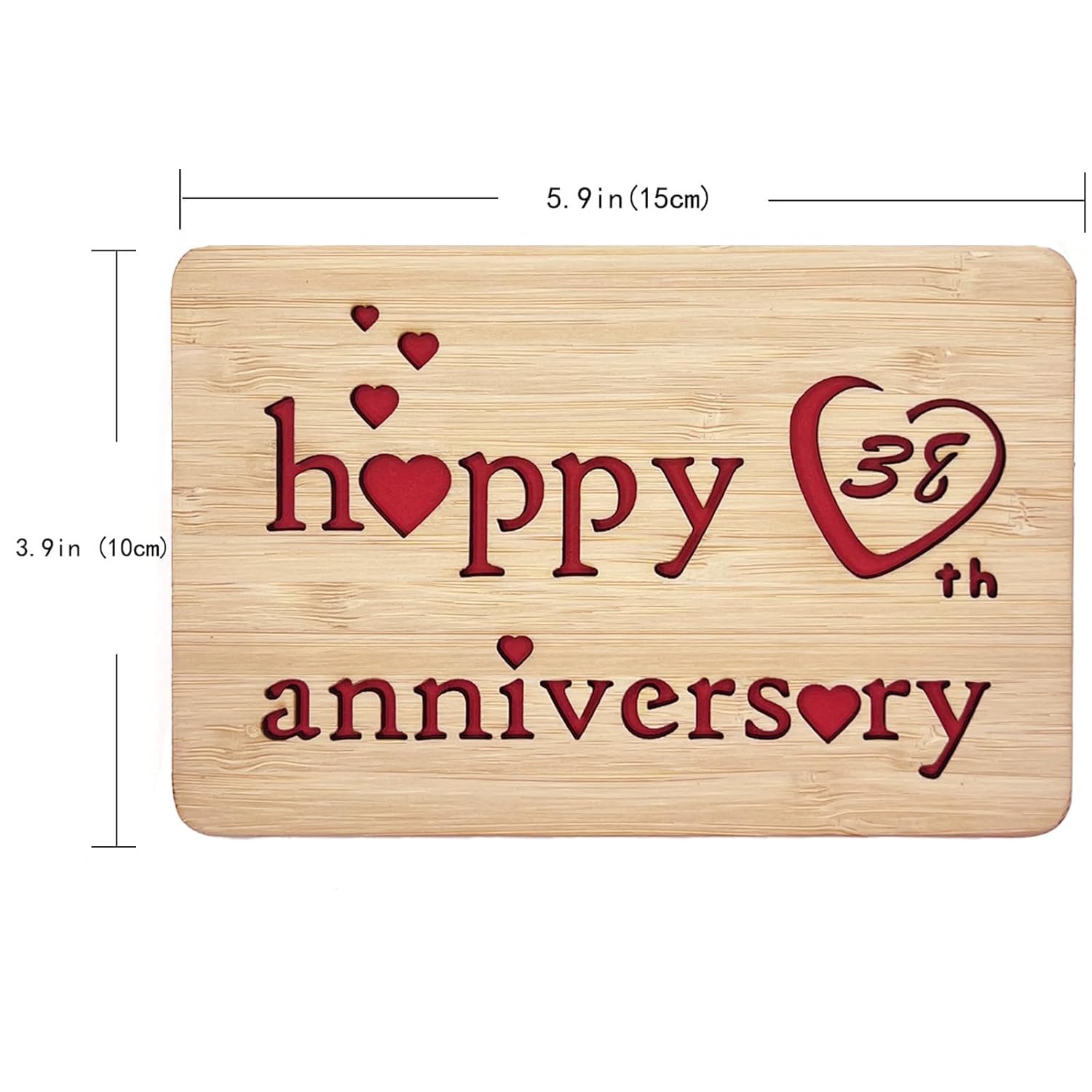 Wooden 38Th Anniversary Card,Handmade Wedding Anniversary Greeting Cards,38Th Anniversary Card For Her,Him,Husband,Wife