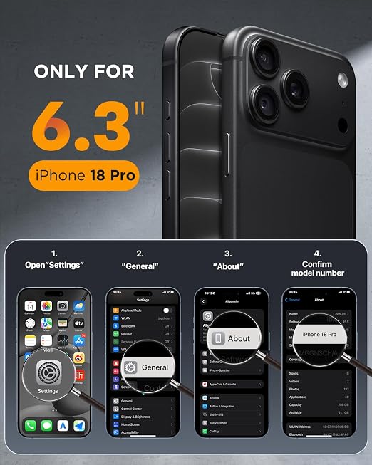 Magnetic Case for iPhone 18 Pro 6.3 Inch Full Body Protection Black Cover
