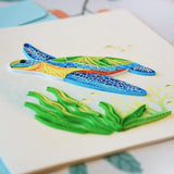 Unique Quilling Card - Sea Turtle & Seaweed Design | Handmade Greeting Card For Birthday, Anniversary, Christmas, Mother’S Day, Thank You, Friends & Loved Ones