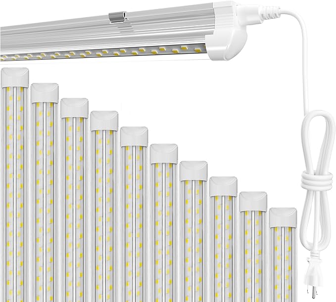 10 Pack 4FT LED Shop Lights 50W 7500LM 6000K V Shape Linkable Garage Warehouse Lights