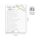 Greenery Dad Jokes Baby Shower Games, Daddy Jokes Shower Trivia Games — Pack Of 25 — Fun Dad Joke Game, Green Gender Neutral Funny Joke Trivia, Sprinkle Gender Reveal Party, Sip See, Birthday G320-Djk
