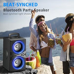 TWS Bluetooth Speaker, 100dB 80W Stereo Sound, Bassup, Lights, Long Playtime