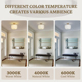 12.6 Inch Gold Semi Flush Ceiling Light 2 Layer White Shade Nursery Fixture