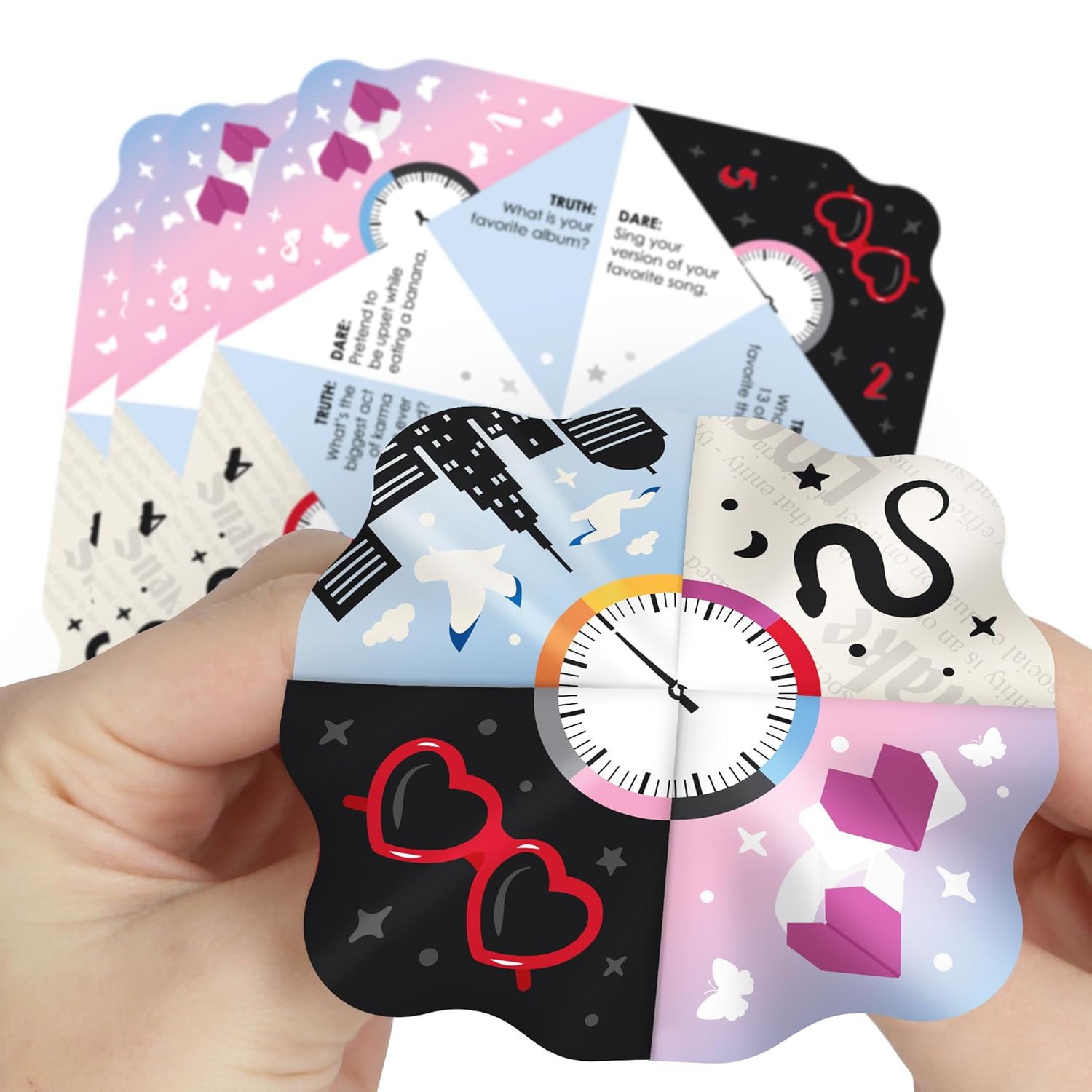 Big Dot of Happiness in My Party Era - Celebrity Concert Party Cootie Catcher Game - Truth or Dare Fortune Tellers - Set of 12