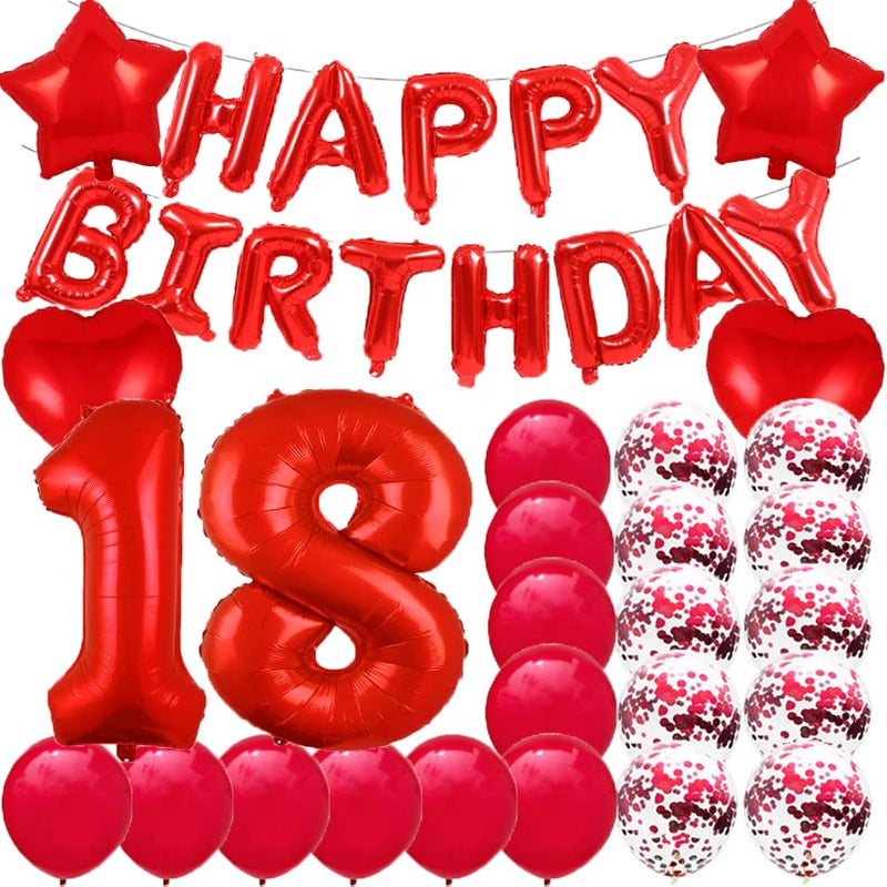 Sweet 18Th Birthday Decorations Party Supplies,Red Number 18 Balloons,