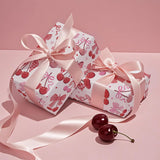 Cherry Bow Wrapping Paper Roll, Mini Roll, Romantic Cherry Bow Tie Ribbon Gift Wrap, Pink And Red Wrap Paper For Girl Birthday, Valentine'S Day, Bachelorette, Anniversary, 17 Inch X 9.8 Feet