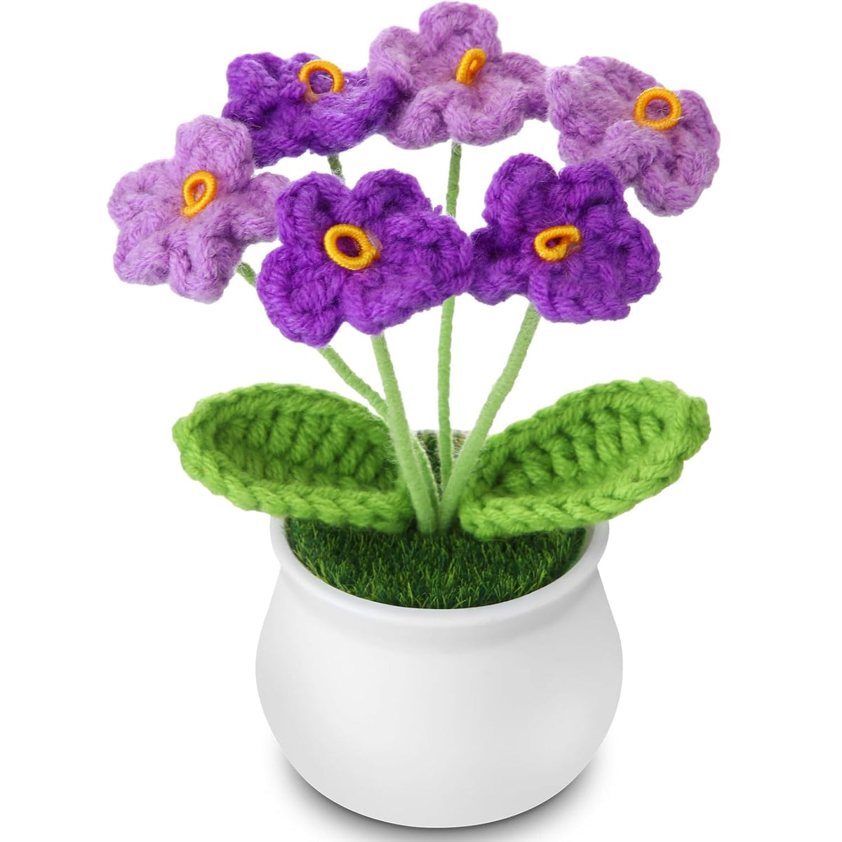 Crochet Flowers Forever Artificial Flowers Bouquets For Decorations, Inspirational Gifts For Women Mom Sister Teacher Coworkers Birthday, Christmas, Purple