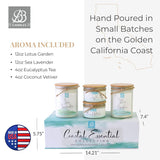 Coastal Essentials Scented Candle Gift Set, Decorative Candles For Home Decor, Long Burning Candles Set - 4 Candles 80 Value(Sea Lavender, Lotus Garden, Eucalyptus Tea, And Coconut Vetiver)