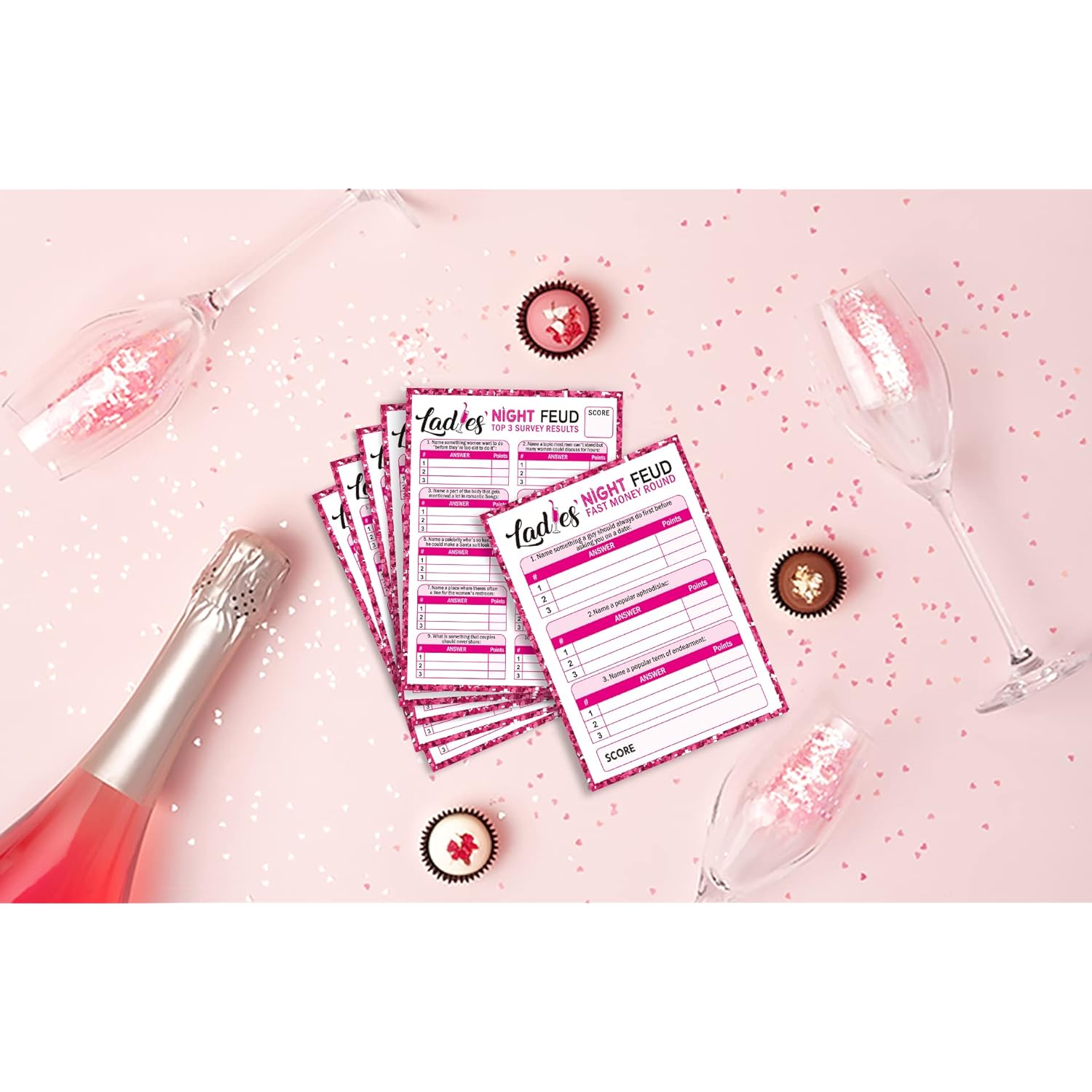 Ladies' Night Party Feud - Great For Bachelorette Party Or Adult Trivia Game - 30 Feud Cards And 3 Fast Money Round Cards