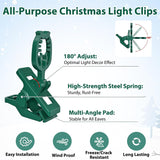 C7 C9 Christmas Light Spring Clips, 100Pcs Universal Heavy Duty Quick Christmas Light Clips, Fit E12/E17 Base, Holiday Mini Rope Lights, Perfect For Gutter Shingle Metal Roof Fence Railing Trees