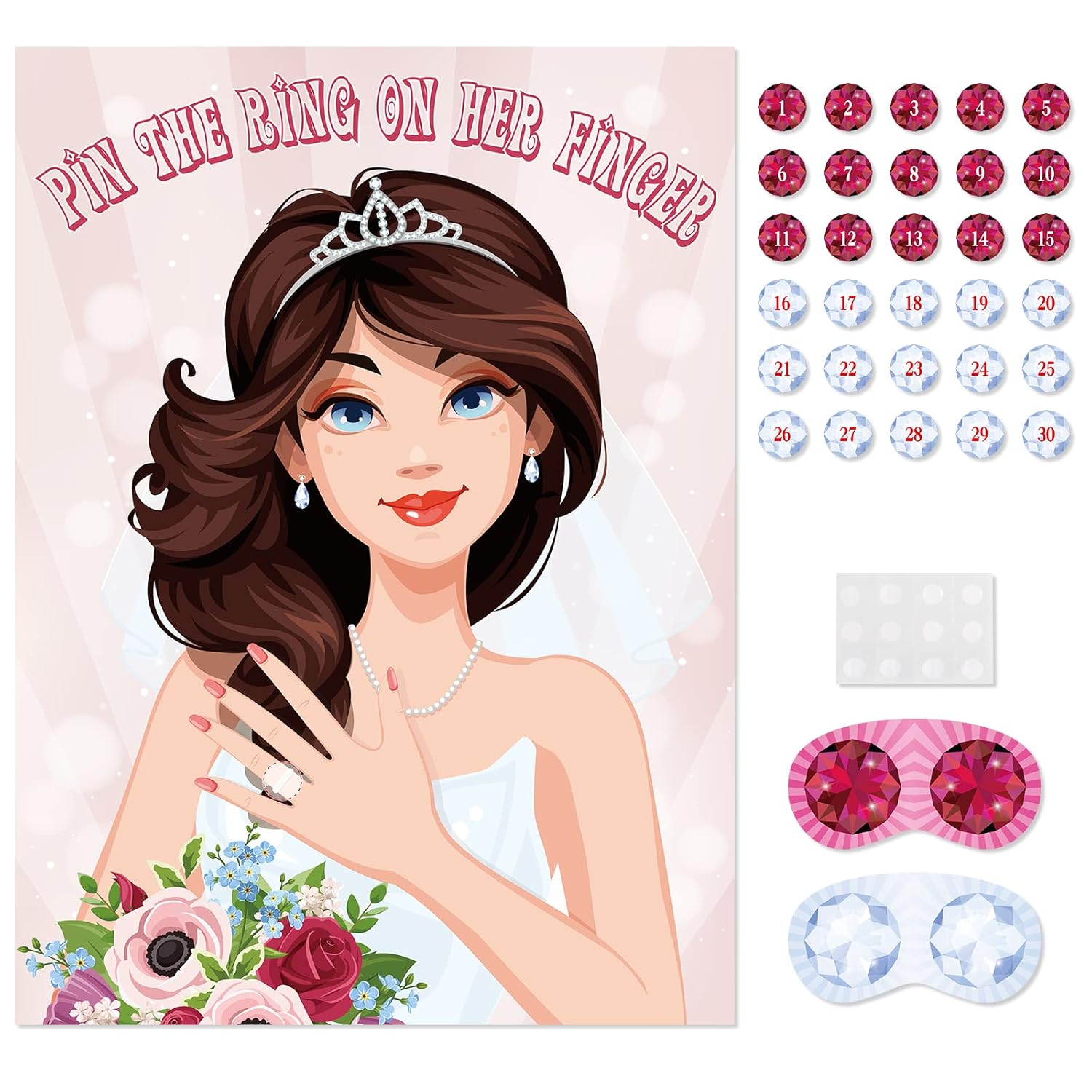 Pin The Ring On The Bride, Bridal Shower Hen Party Bachelorette Party Girls Game Bride To Be Pin Game Party Supplies