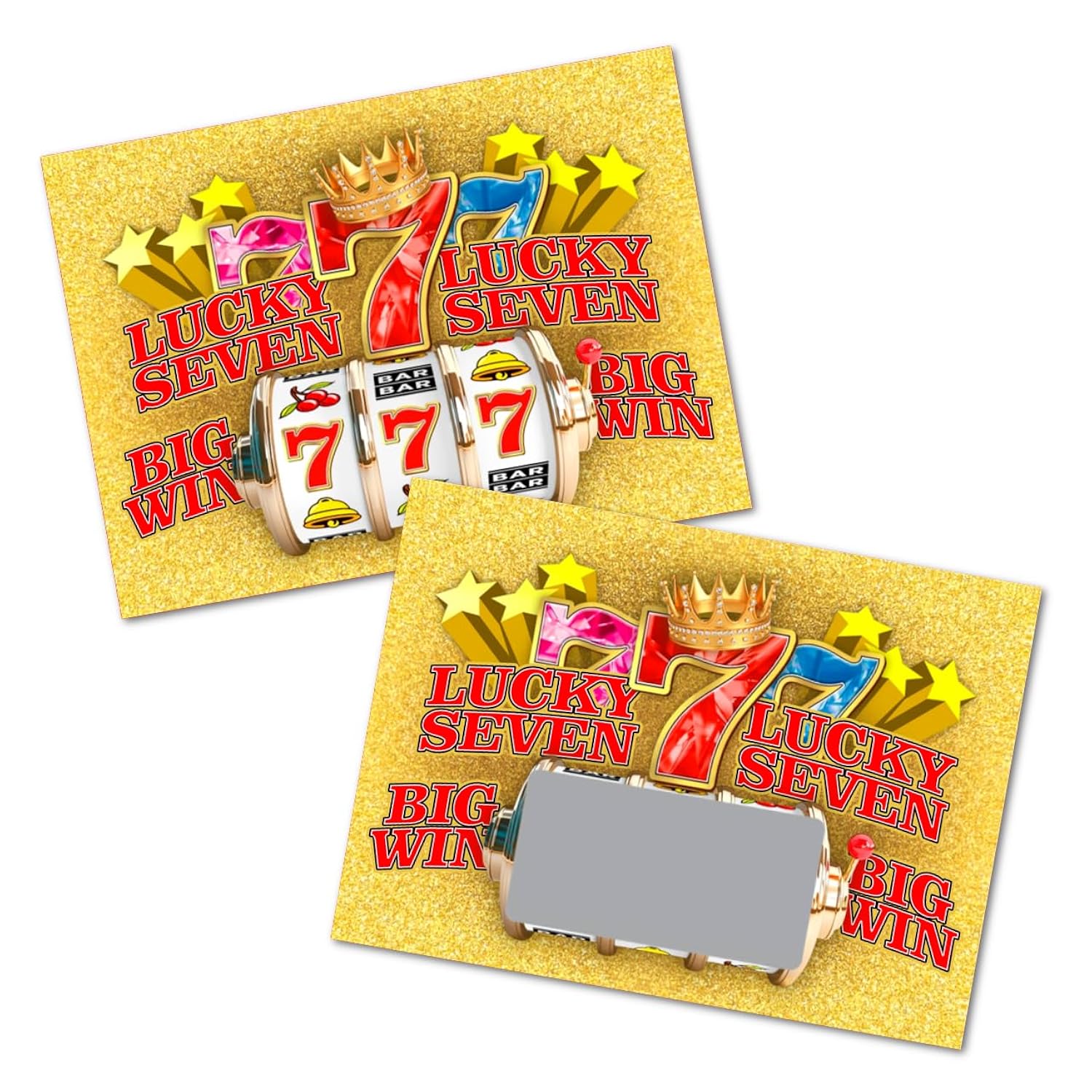 Lucky 7 Scratch Off Game Cards, Slot Machine 25 Count Bulk Game Cards For Business Party Prizes, Promotions, Employee Rewards, Fundraisers, And Casino Events. Made In Usa, Gold