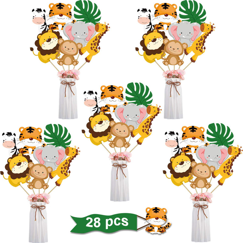 Jungle Animal Party Decorations - Centerpiece Sticks Animals Cutouts F