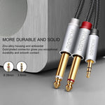 3.5Mm 1/8" Trs To Dual 6.35Mm 1/4" Ts Mono Stereo Y-Cable Splitter Cord For Smartphone, Computer, Cd Player, Speakers And Home Systems Amplifier, 6.6Ft