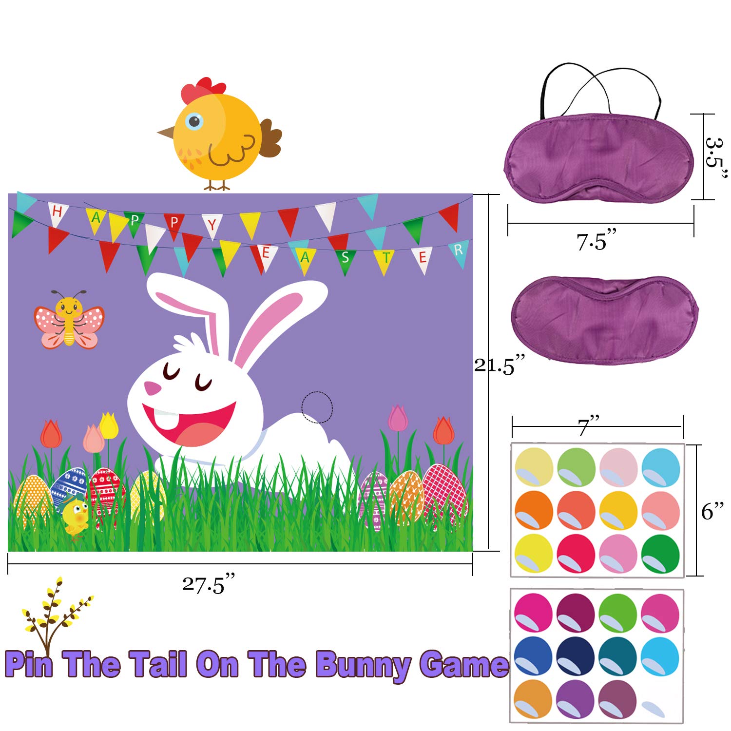 Easter Games For Kids Pin The Tail On The Bunny With 24 Stickers Easter Party Games Easter Rabbit Game For Easter Party Decorations Easter Egg Hunt Activities
