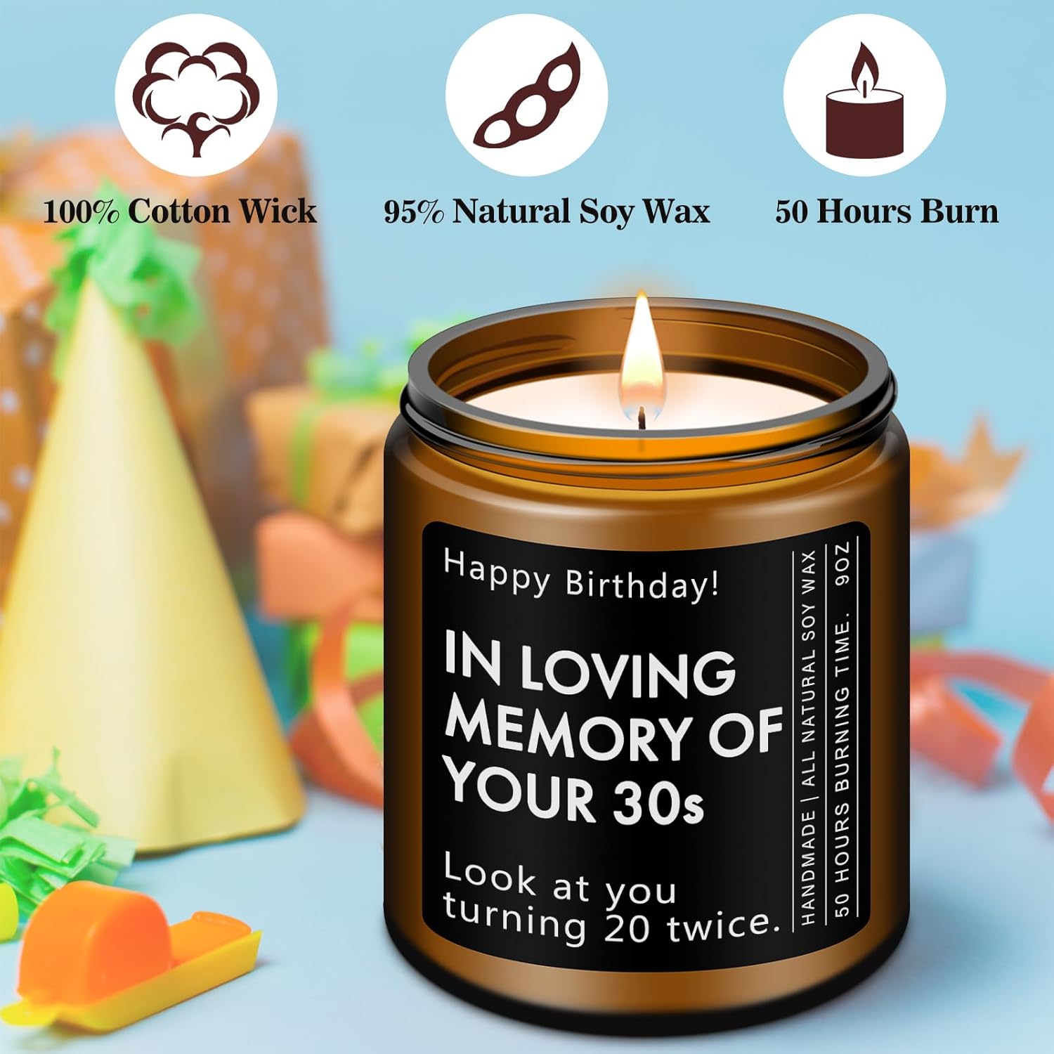 40 Year Old Birthday Gifts - Funny & Unique Presents For Men & Women Born In 1985, 40Th Birthday Gift Ideas, Lavender Scented Candle, 7Oz
