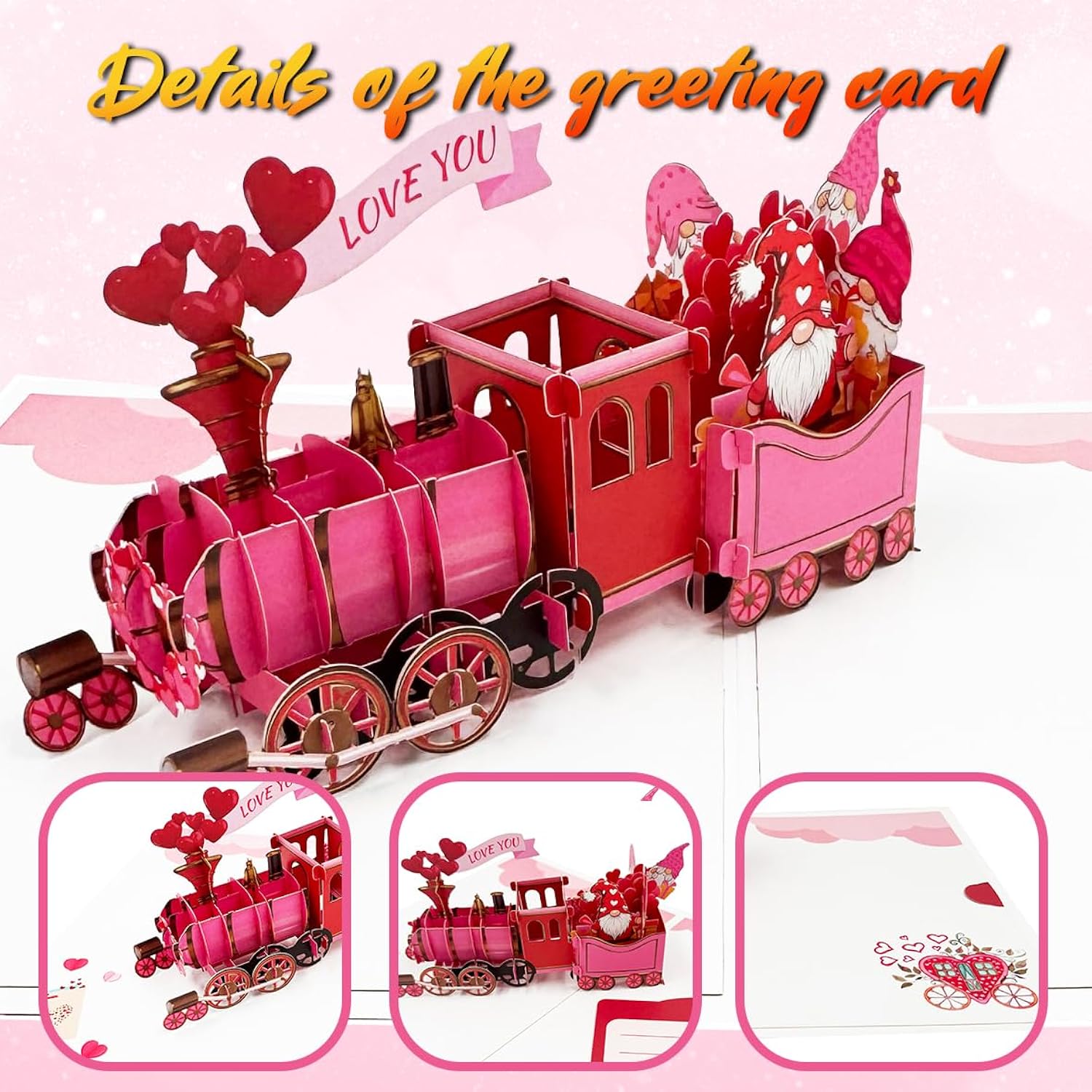 3D Pop Up Valentines Train Card, 3D Valentine'S Day Gift Cards, Valentines Day Gifts