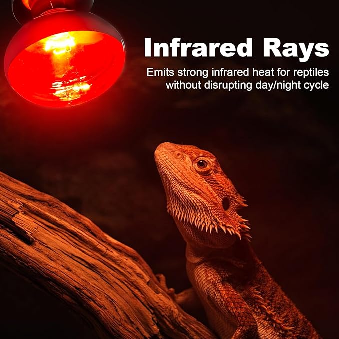 2 Pack 100W Infrared Heat Lamp Bulbs Red Reptile Basking Spot Light for Chickens Brooder Pets