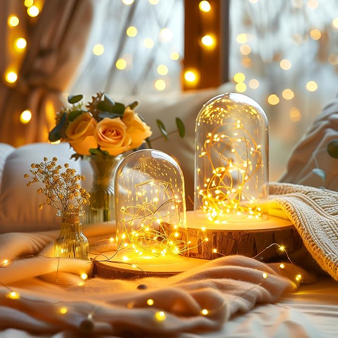 33FT Plug In Fairy Lights 100 LED Warm White Waterproof Silver Wire String Lights for Wedding Patio Indoor Outdoor Decor