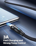 3 Pack USB A to USB C Fast Charging Cable 6.6FT 180 Degree Rotating Cord