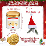 24 Pack Christmas Scented Candles Jar Set Include 12 Pcs 7Oz Soy Wax Aromatherapy Candles And 12 Pcs Mini Santa Hat Holiday Party Favor Gift Bulk For Women Men Adult Coworker