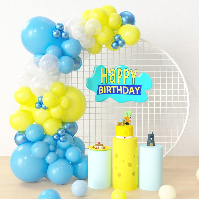 Cartoon Sponge Birthday Decorations Supplies - 113 Pcs Sponge Theme Ba