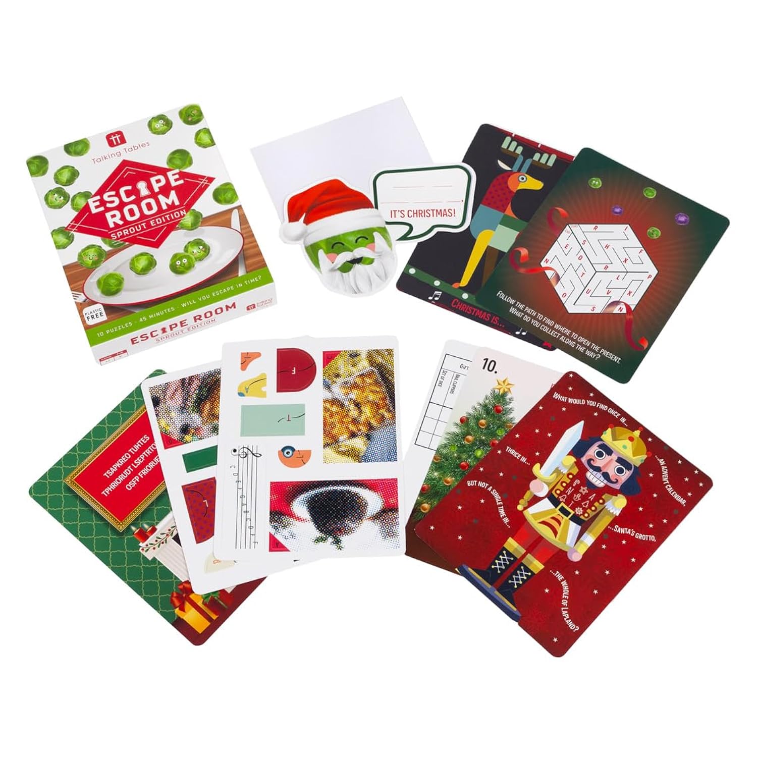 Christmas Themed Kids Escape Room Game Sprout Edition | Xmas Family Fun Tabletop Games To Play Over Dinner Or Secret Santa Stocking Filler Present Idea