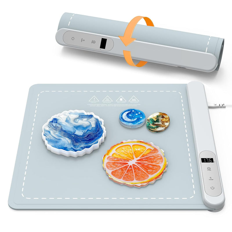 Resin Heating Mat, Graphene Silicone Heating Pad For Resin Molds Casting, Uniform Heating & 2H Fast Curing & Auto-Off Resin Curing Dryer Machine With Timer (Excluding Resin Materials & Molds)