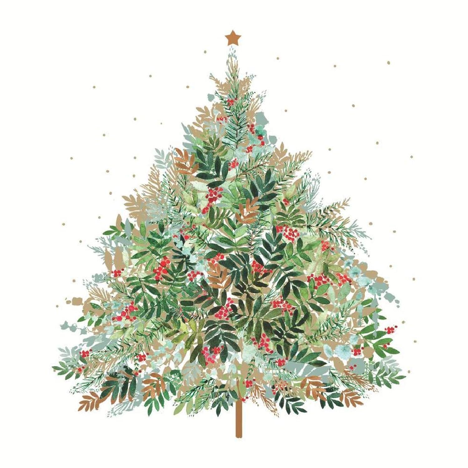 Christmas Hill Tree And Christmas Tree Wreath Party Napkins - 40 Count | 2 Packs Of 20Ct Cocktail Napkins | 5" X 5" | Soft 3-Ply Paper | Made In Germany