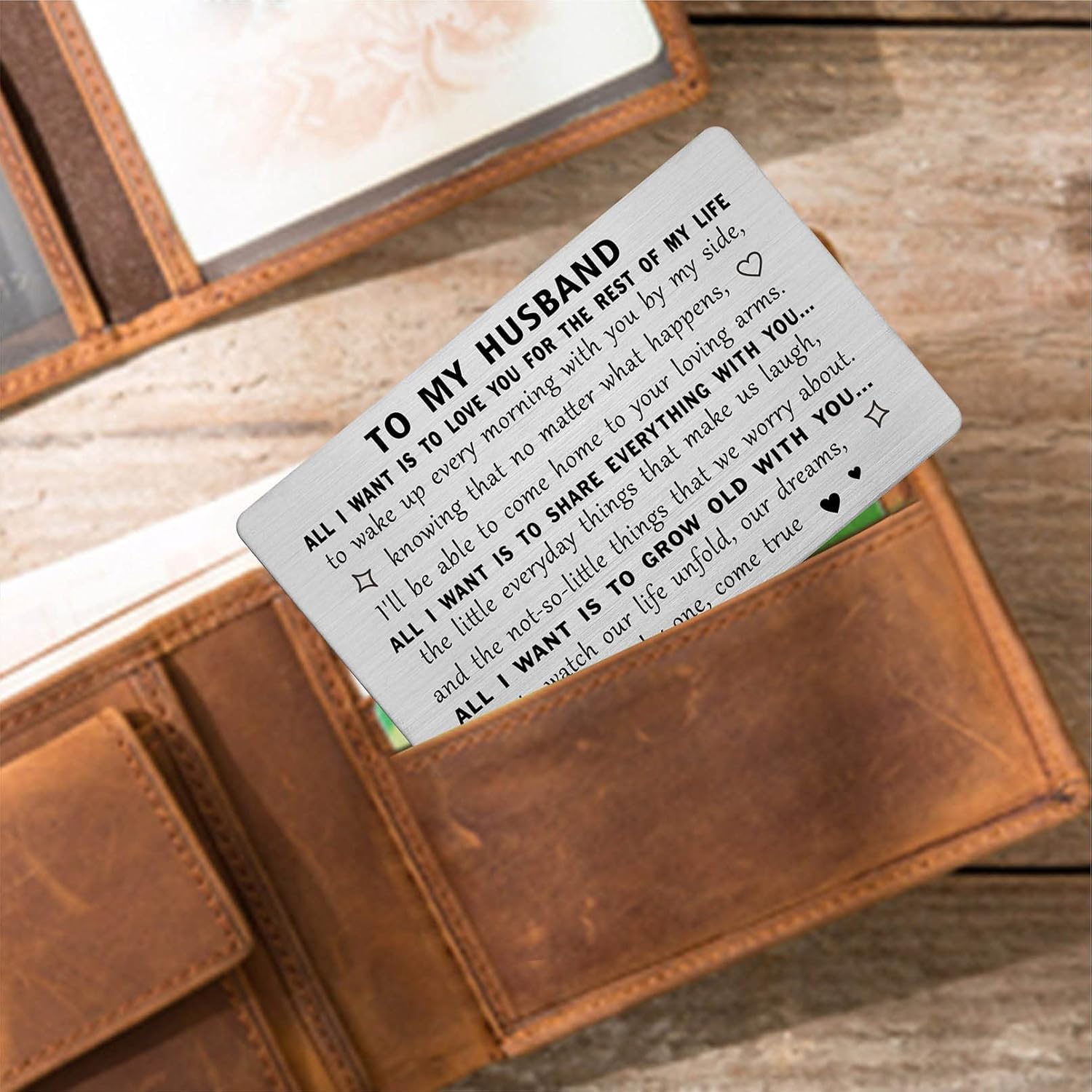 Gifts For Husband - Engraved Metal Husbnad Card - Husband'S Birthday Anniversary Valentine'S Day Card Gift From Wife