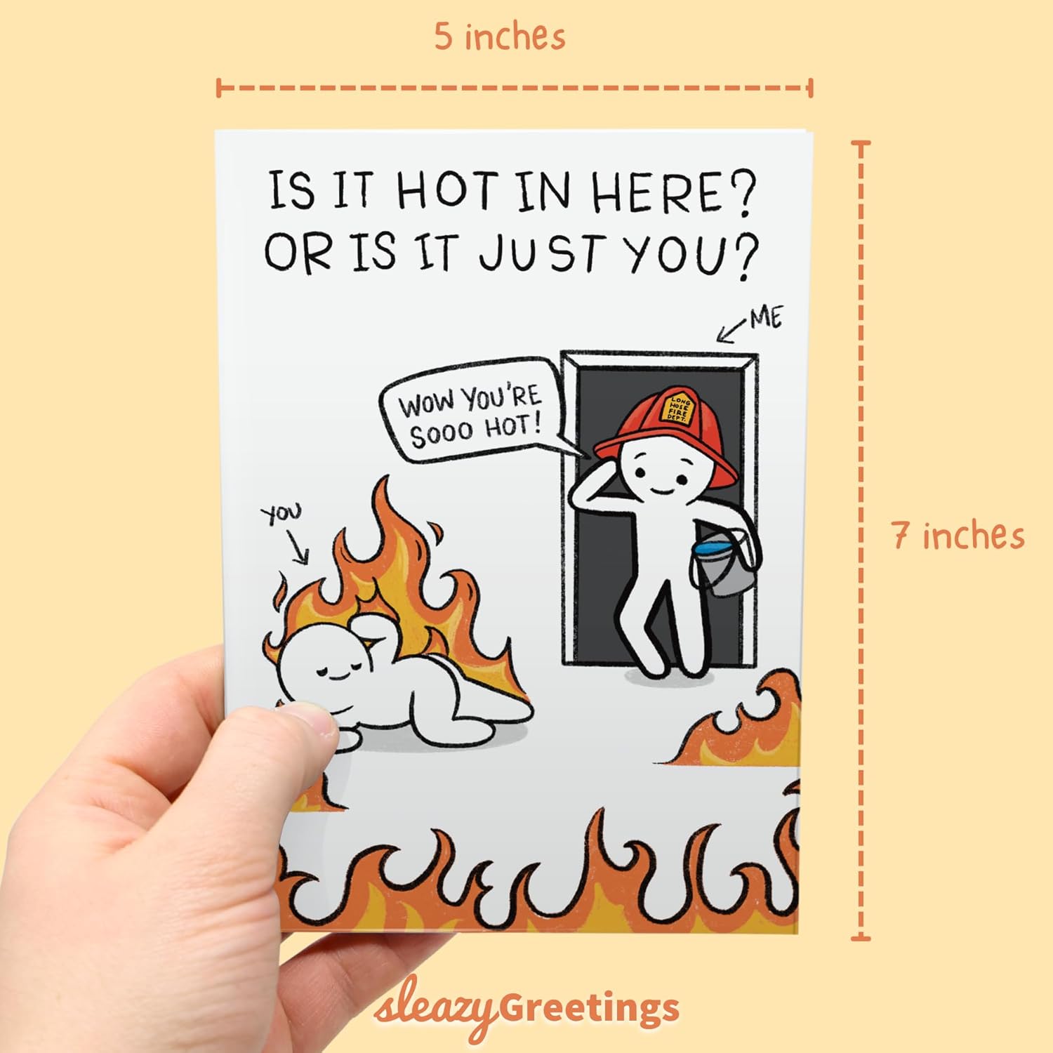Silly Firefighter Funny Birthday Card For Him Or Her - Funny Anniversary Cards For Husband Or Wife - Naughty, Dirty, Inappropriate Valentine'S Day Card For Men Or Women - Is It Hot In Here Card