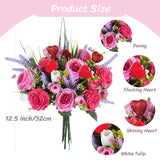 Valentines Day Artificial Flowers Pink Peony Flower Bouquet With White Tulips Spring Floral Arrangement For Valentine’S Day Wedding Party Table Centerpieces Home Decor (12.5")