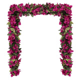 Artificial Bougainvillea Garland,4Pcs 7.2Ft/Piece Pink Flower Garland Faux Silk Bougainvillea Vines Artificial Decor For Wedding Arch Table Home Garden(Deep Pink)