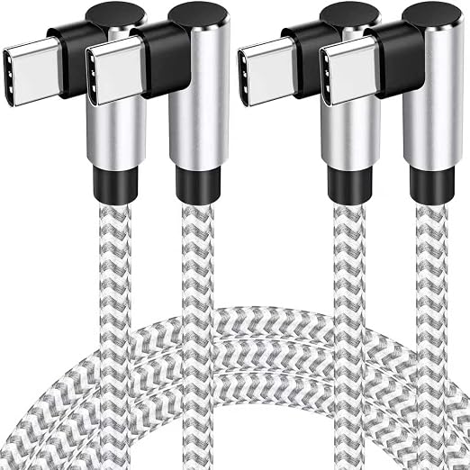 2 Pack 10FT 60W USB C Cable Right Angle Nylon Braided Fast Charging Cord