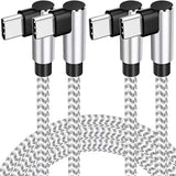 2 Pack 10FT 60W USB C Cable Right Angle Nylon Braided Fast Charging Cord