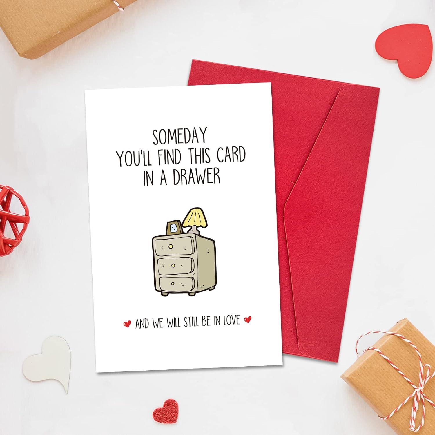 Cute Valentine'S Day & Anniversary Greeting Card For Couples, Unisex-Adults, Red, 8X5.3 Inches, Modern Letter Print