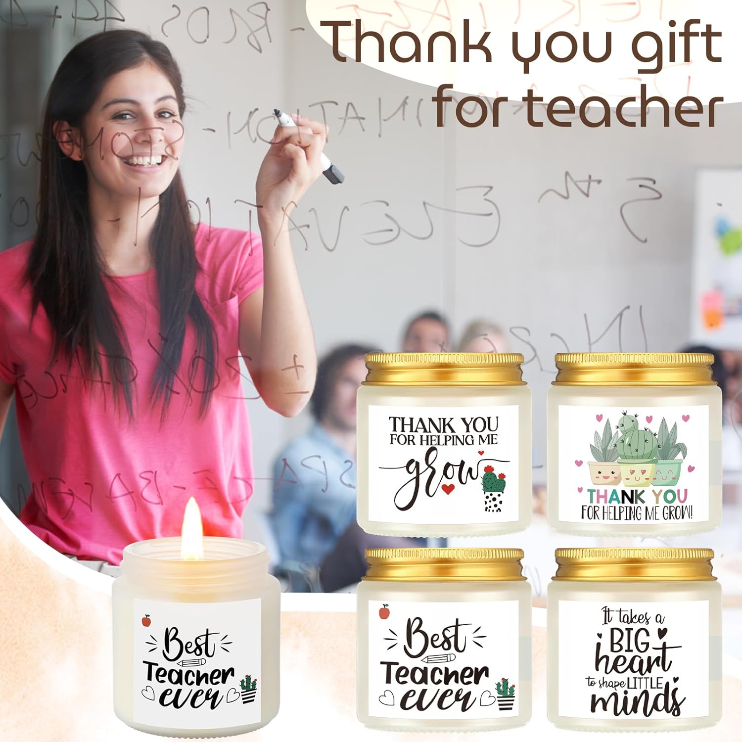 4 Set Christmas Candle Gift For Teacher Appreciation Thank You Gifts For Women Teacher Appreciation Gift Candle Aromatherapy Thank You For Helping Me Grow