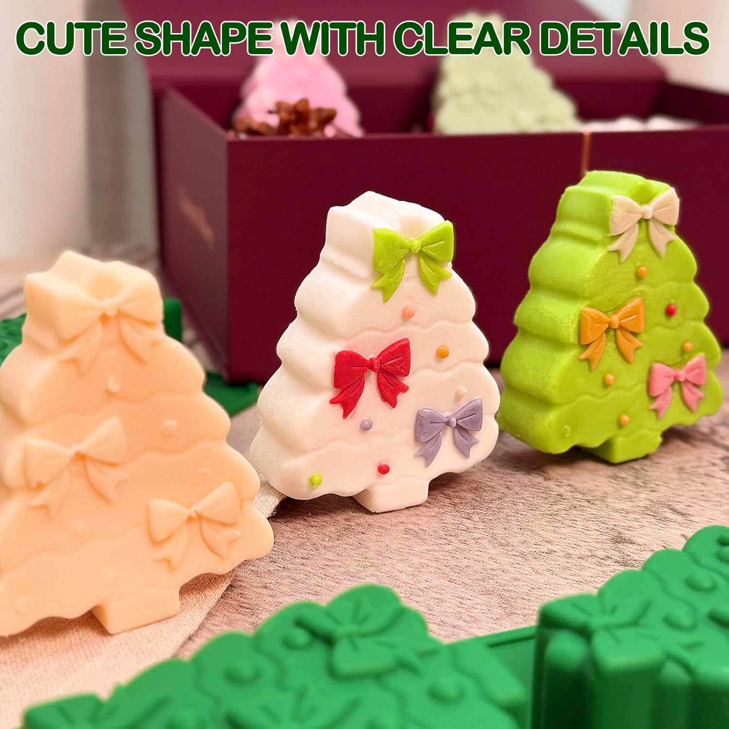 Christmas Tree Silicone Molds 2 Pack Christmas Chocolate Molds For Baking 3D Christmas Cake Mold Holiday Candle Resin Mold Xmas Pine Tree Soap Ice Cube Mold For Jello Cake Festival Home Decoration