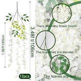 12 Pack Wisteria Hanging Flowers 3.7 Feet Faux Flowers Hanging White Artificial Hanging Flowers Garland Silk Wisteria Vine For Wedding Arch Party Bedroom Backdrop Home Wall Decoration