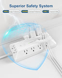 16-in-1 Surge Protector Power Strip 12 AC Outlets 4 USB 6FT Flat Plug