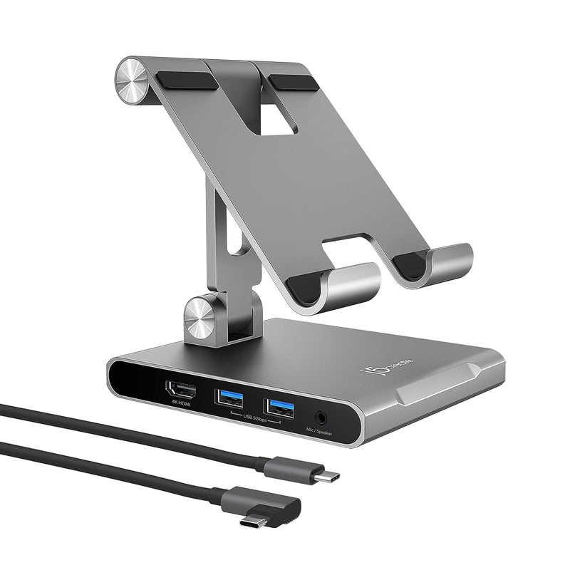 j5create Adjustable Tablet Stand with USB Type C Docking Station for iPad Pro