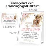 Baby Shower Games Measure The Baby Bump Sign, How Big Is Mommy'S Belly Party Favors Supplies, 5X7 Inch Kraft Standing Sign And 50 Guessing Cards, Holy Cow, Boho Pink Highland Cow