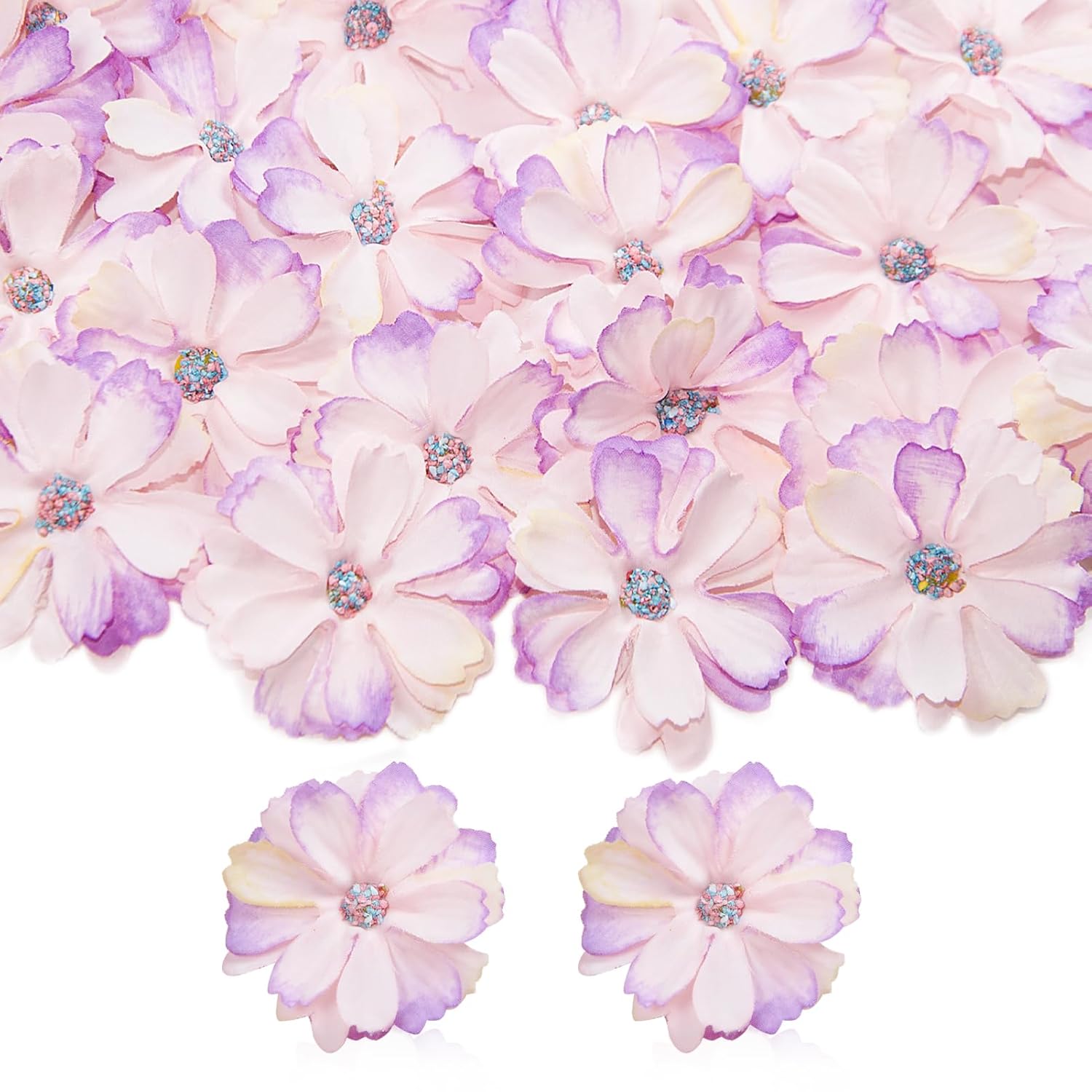 60 Pcs Artificial Daisy Flower Heads, Red Artificial Daisies Flower Heads For Crafts, 1.7 Inch Fake Daisies Faux Daisy Flowers For Wreath Diy Wedding Home Party Decor,Lilac