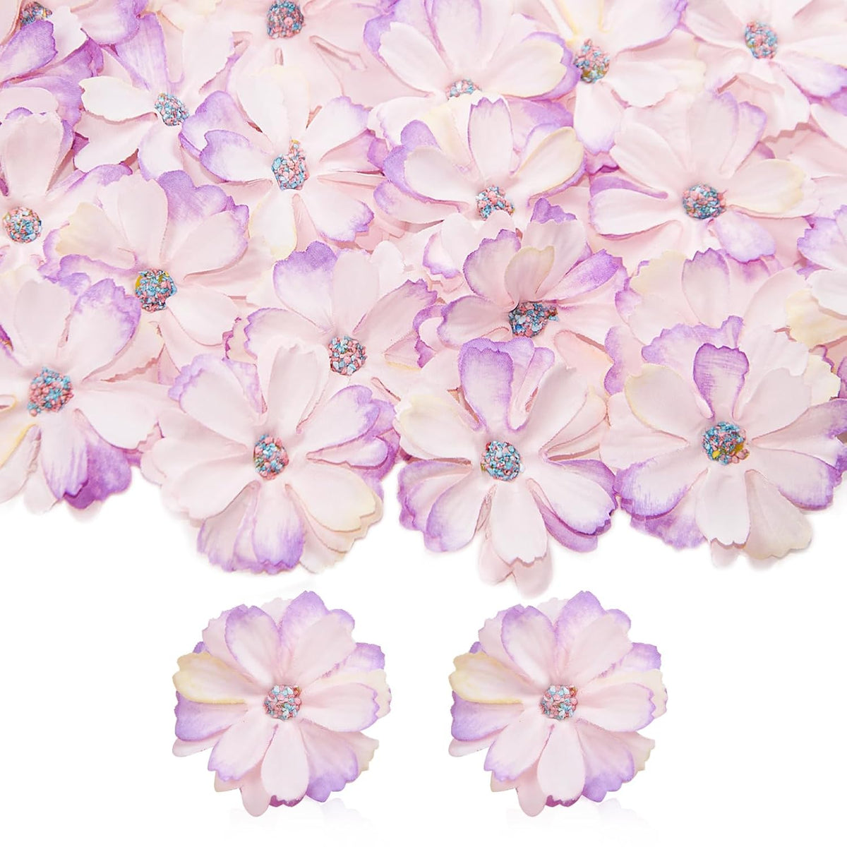 60 Pcs Artificial Daisy Flower Heads, Red Artificial Daisies Flower Heads For Crafts, 1.7 Inch Fake Daisies Faux Daisy Flowers For Wreath Diy Wedding Home Party Decor,Lilac